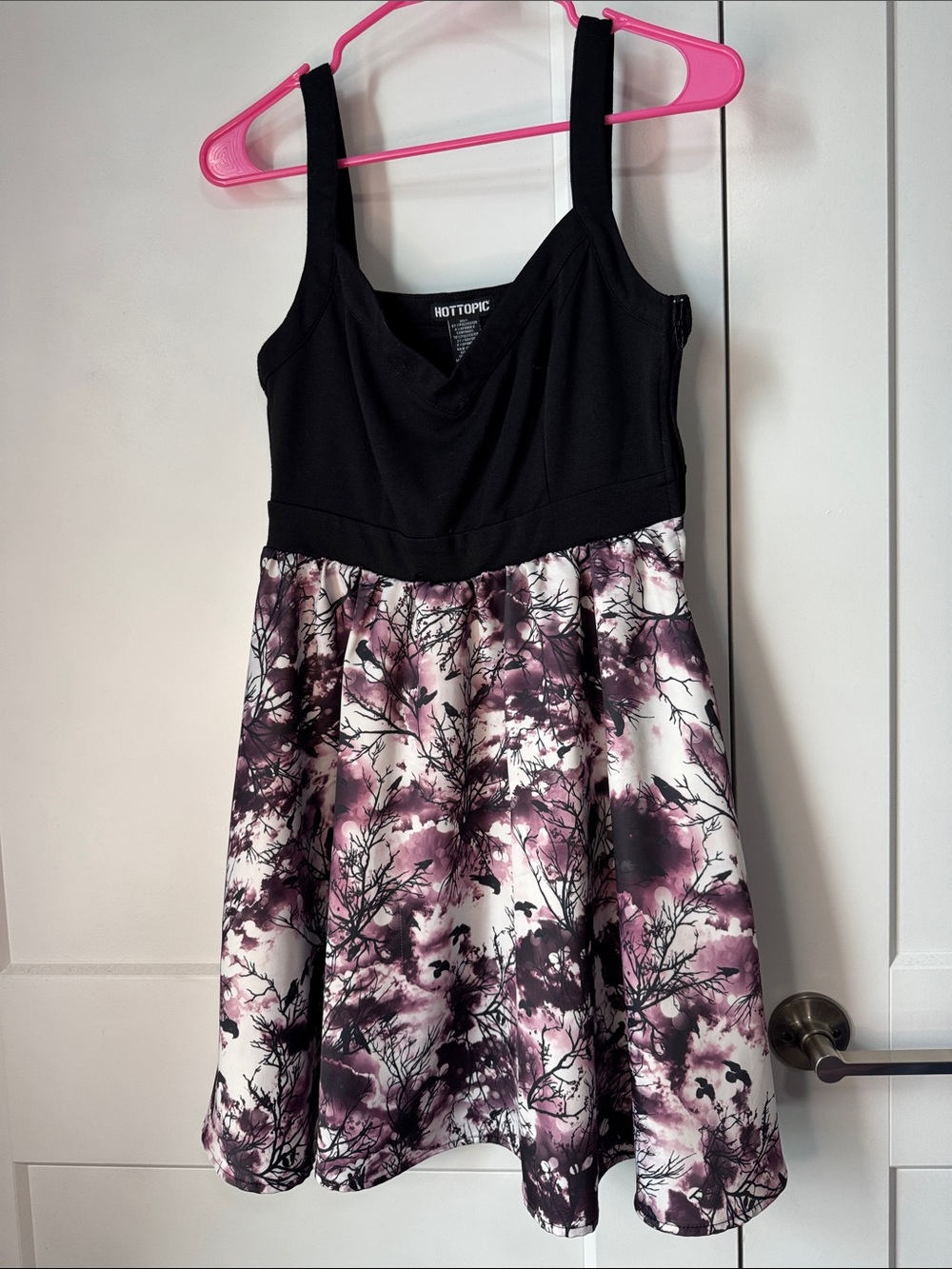 Hot Topic Black & Purple Floral Fit and Flare Dress size s